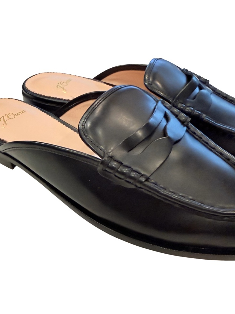 J. Crew Black Leather Backless Loafers - Picture 3 of 13